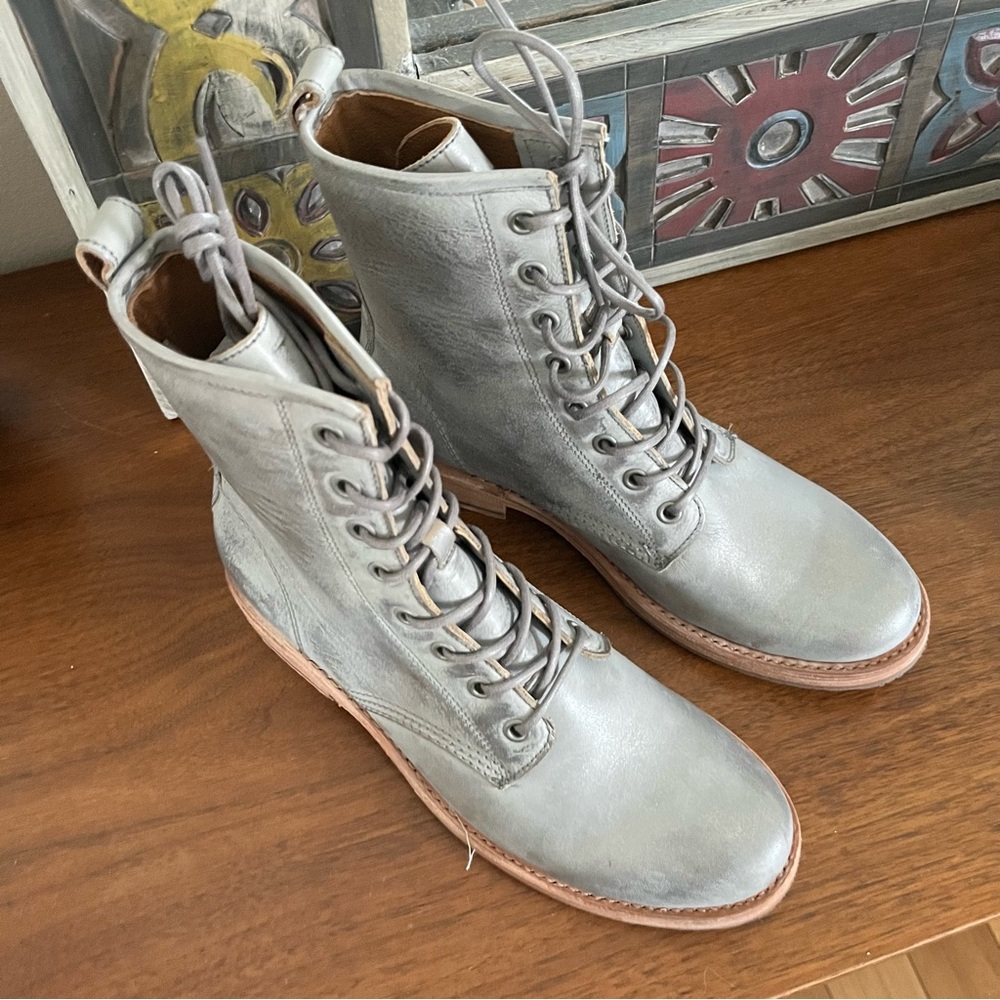 Frye Women's Gray Combat Boots - Picture 2 of 4